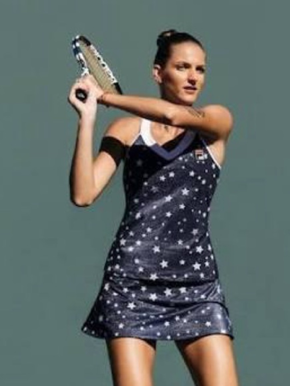 Fila Women's Shimmer Navy and White Star-Print Tennis Dress